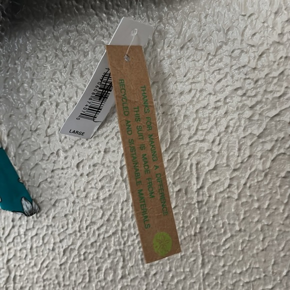 Women’s Sandflower Bikini Top, Teal Daisy Print, Large NWT - Picture 4 of 7